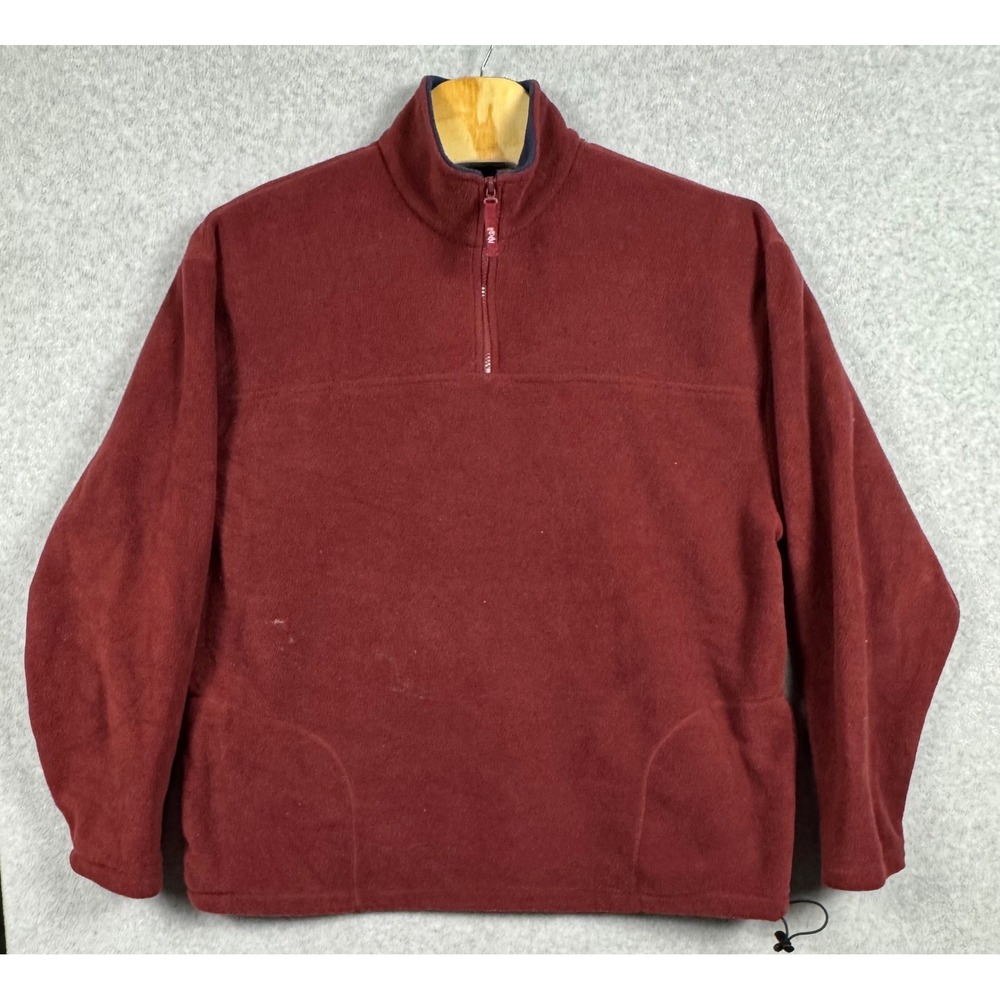 PB Basics Fleece Pullover Mens XXL Red 1/4 Zip Mock Neck Drawstring